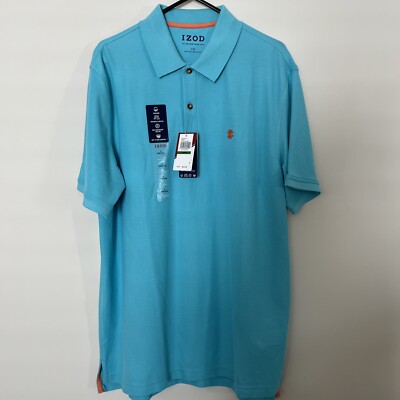 IZOD Advantage Performance Polo Shirt Stretch Golf Mens Blue Sz L