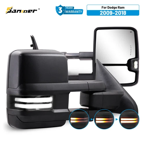 SANOOER Power Fold Tow Mirrors For 2009-2018 Dodge Ram 1500 2010-2018 2500 3500