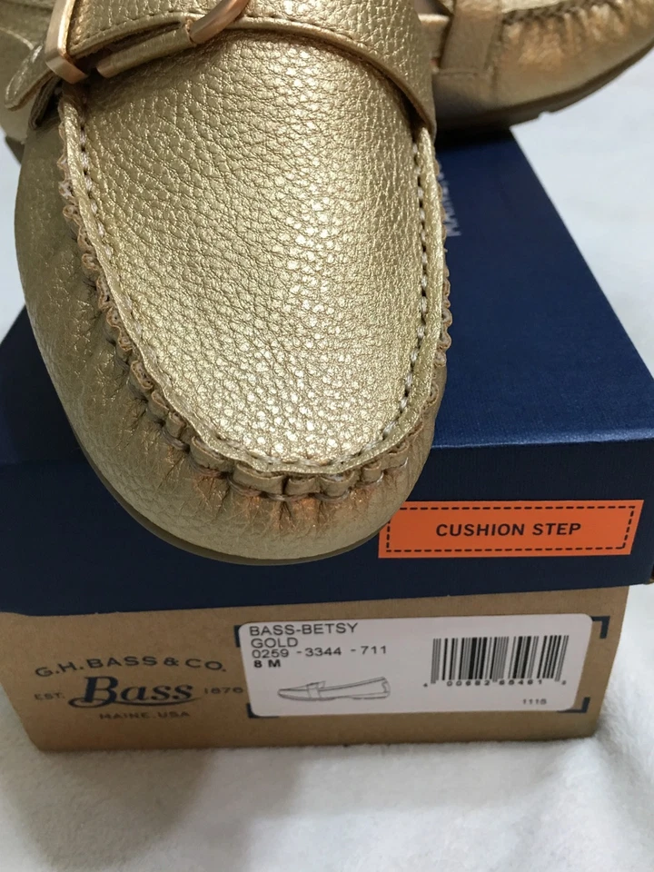 Nwb Bass Ladies Wayfarer Color Gold Snakeskin Loafer Shoes Size 8 - Image 4 of 4