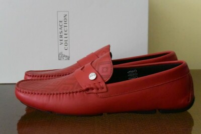 red versace loafers