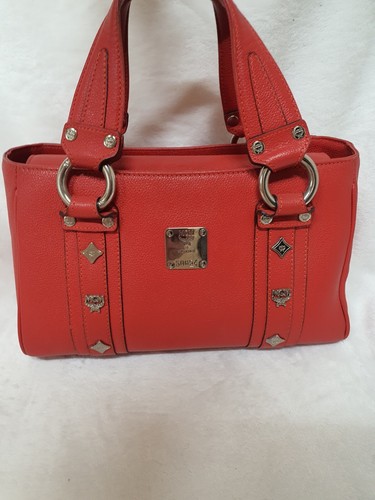 AUTHENTIC MCM Red Leather Tote Bag