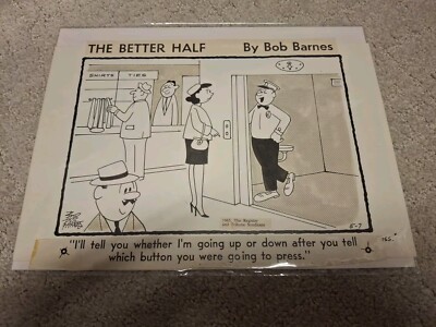 The Better Half By Bob Barnes 1965 Original Comic Strip Art Elevator