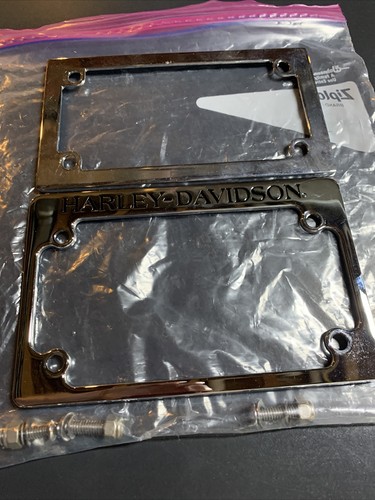 Harley Davidson Motorcycle Chrome License Plate Covers with 4 Bolts - Picture 2 of 4