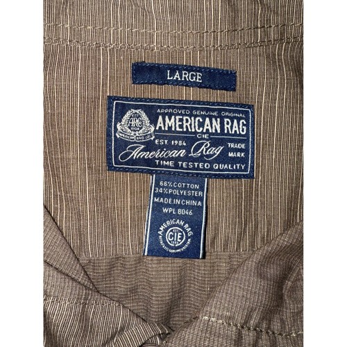 American Rag Brown Striped Button Up Shirt Long Sleeve Casual Large - Picture 2 of 5