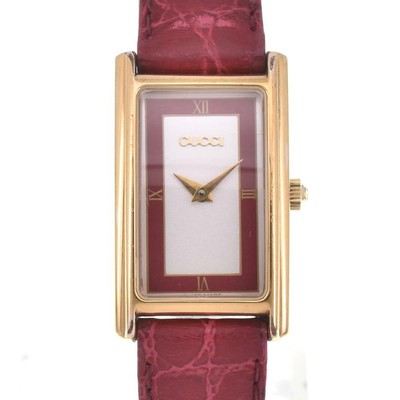 GUCCI Rectangle 2600L Red/Silver Dial 