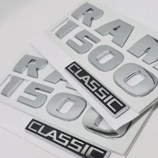 2PCS Set Front Door Emblems Letters Badge Fits for RAM 1500 Classic Chrome Black