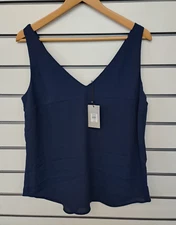OASIS LADIES DOUBLE LAYER CAMI TOP NAVY SIZE 10 (ref 49)