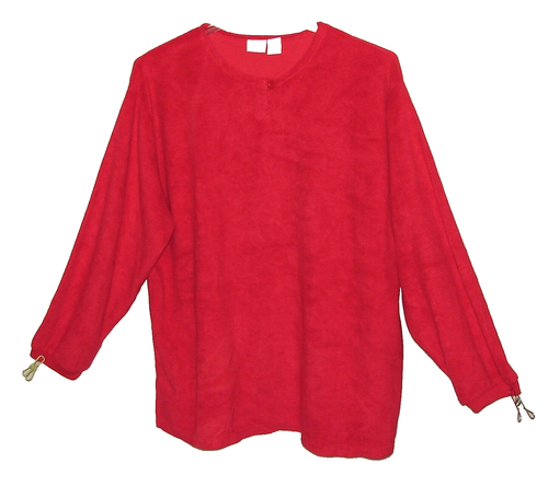 Vtg Cherokee Terry Cloth Oversized TOP, Size XL, Red, Long Sleeve, Hong Kong