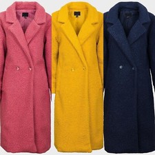 Ex Threadbare Womens Boucle Longline Oversized Winter Teddy Coat Uk 8 To 16