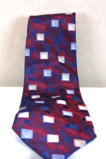 NWT Bruno Piattelli Handmade Pure Silk Men's Necktie Blue/Red Geometric Business