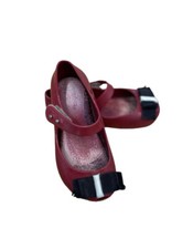 Mini Melissa Sz 24 8 maroon Bow Shoes Girls Church UltraGirl Peep Toe Dressy
