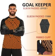 Camiseta de fútbol de portero para hombre uniforme de fútbol de manga larga codera para adultos mediana