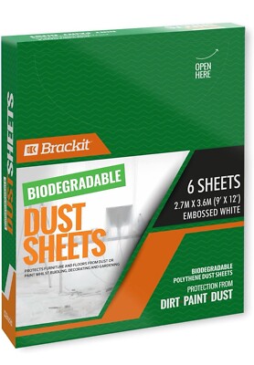 Brackit 6er Pack biologisch abbaubare große Kunststoff Staubblätter zum Dekorieren - 2,7m x -
