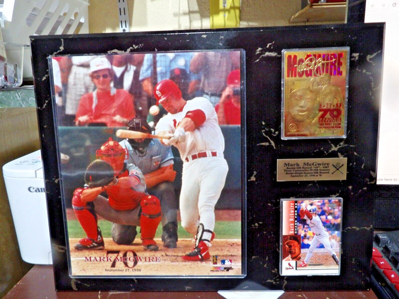 1998- Mark McGwire Plaque  12"x15" Photo Limited Ed.  HR #70 + Cards #2 W/COA