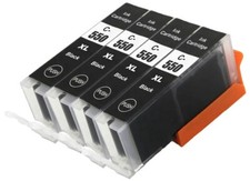 4 Black Ink Cartridge for Use With Canon PIXMA iP7200 iX6850 MG5650 MG6650 MX725