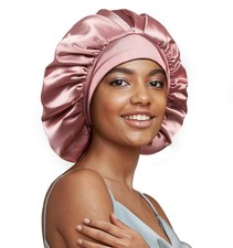 22 Momme 100 Real Mulberry Silk Bonnet for Sleeping Women, Large One, Pink