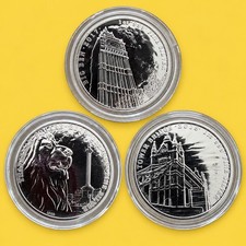 3x 1 oz Silver 999 Landmarks of Britain Big Ben Tower Bridge Trafalgar Bundle
