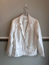 Coldwater Creek White Linen Blazer Jacket Women s Sz 10