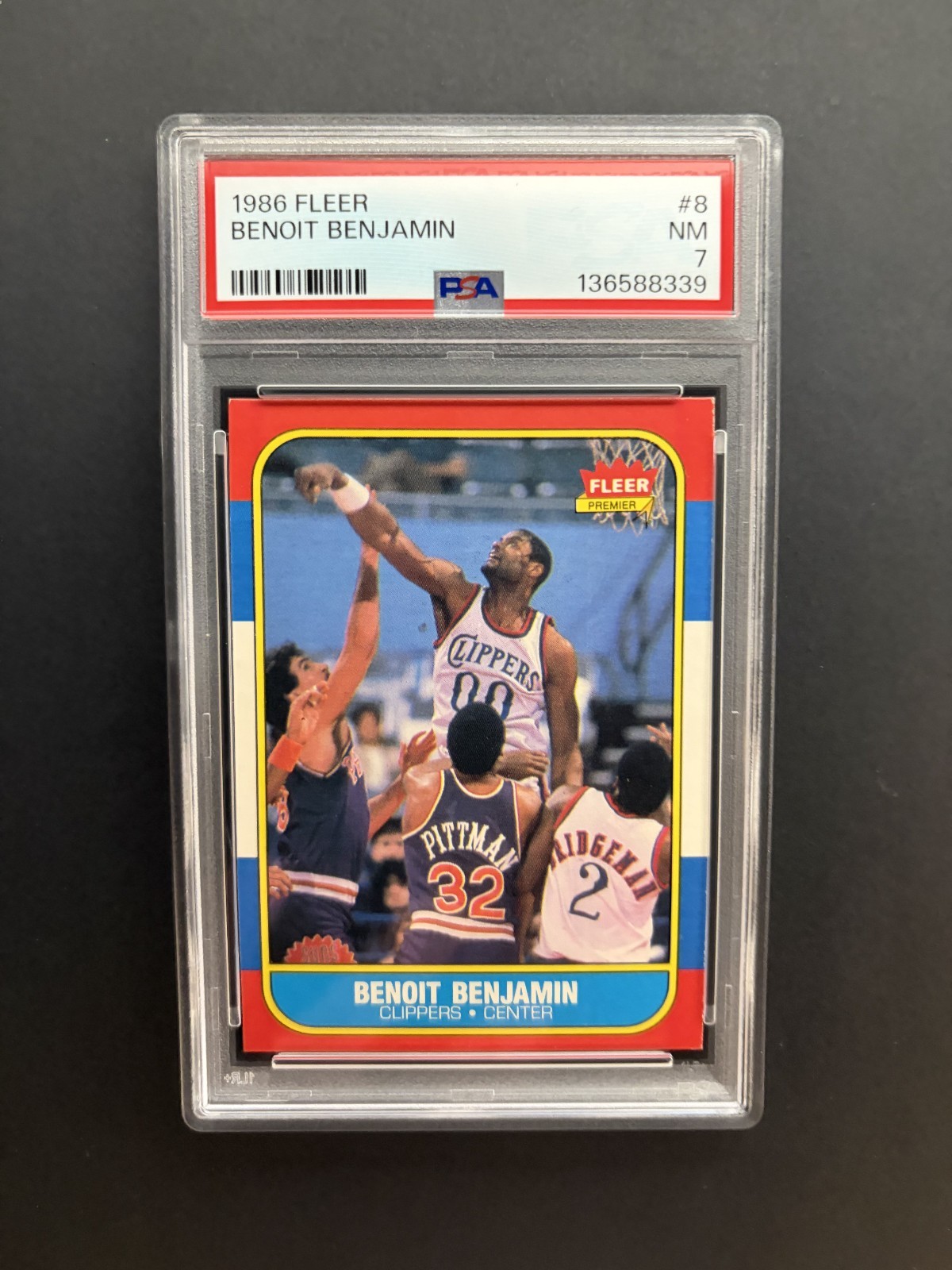 1986 Fleer Basketball #8 Benoit Benjamin PSA 7 NM Los Angeles Clippers