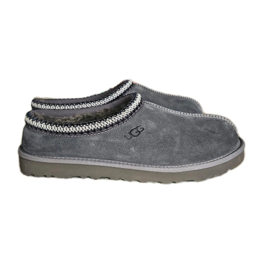 UGG Dark Gray Suede Shearling Lined Moccasin Slippers Loafers Men Size 10 UGG Ascot Indoor Outdoor Moccasin Slippers Mens Size 10 EUR  main image 3