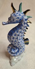 Herend Blue Seahorse Fishnet Hand Painted Figurine 15325