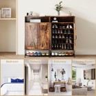 7-Tier Farmhouse Shoe Cabinet Wooden Shoe Storage Organizer 24-Pair Rustic Brown — photo 4