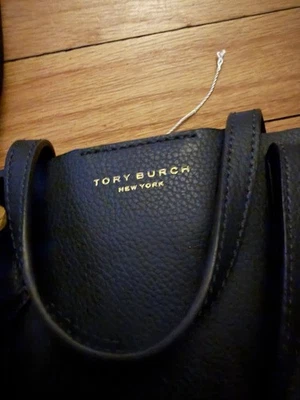 Tory Burch Small Perry Tote Handbag in Navy - Image 1 of 4