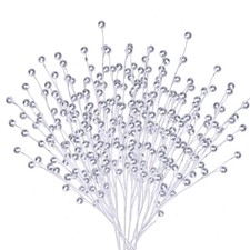 12 Pack Artificial Silver Stems 14" Fake Holly Picks for Christmas Tree DIY W...