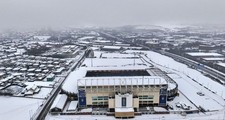 ELLAND ROAD - LEEDS UNITED - STADIUM IN THE SNOW - A4 QUALITY PHOTO