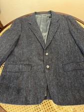 Harris Tweed Men's Reg Sport Jacket Vintage, 100 Scottish Wool Beautiful Blue