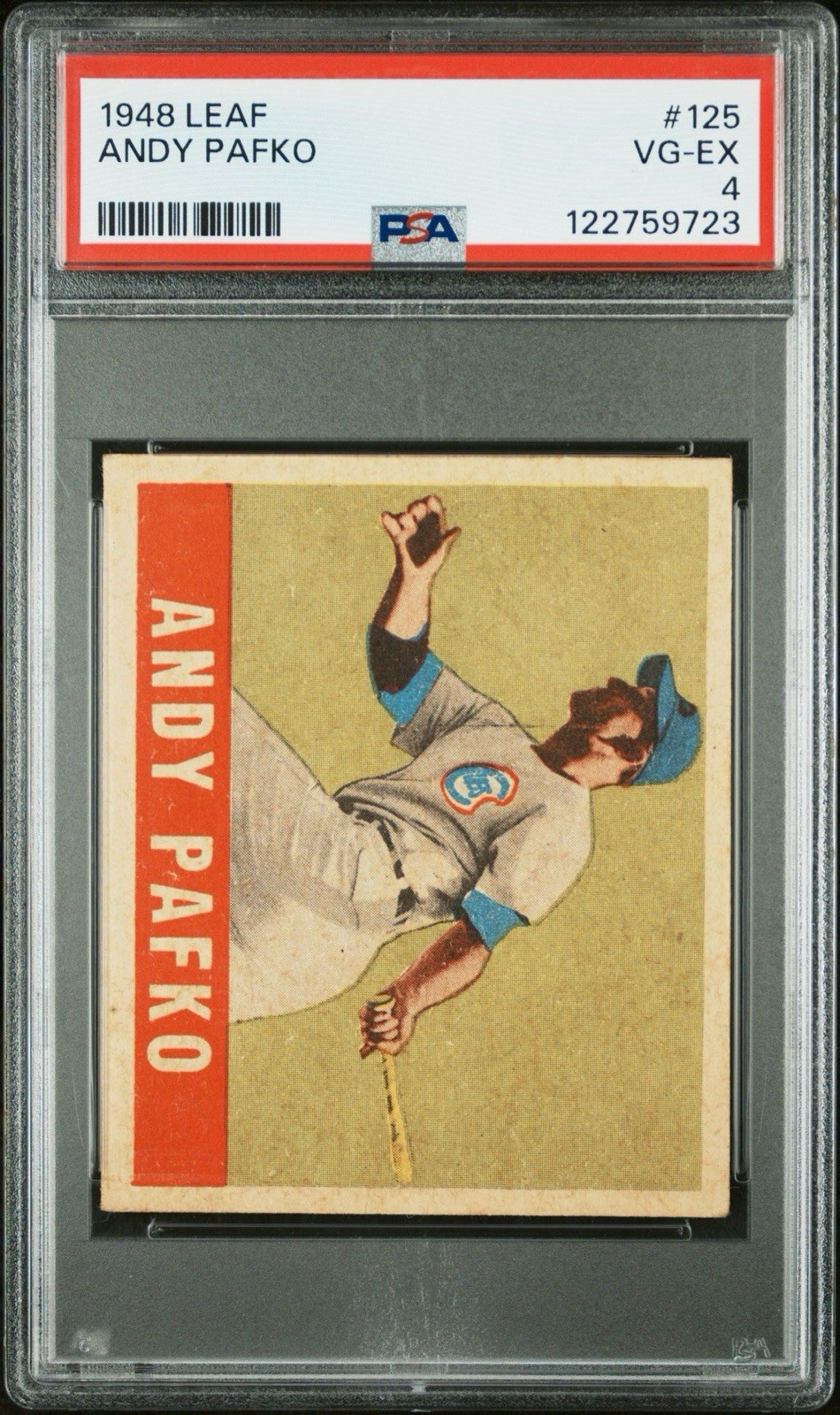 ANDY PAFKO ROOKIE CARD PSA 4 VG-EX 1948 LEAF #125 CUBS HOF GREAT CENTERING NICE