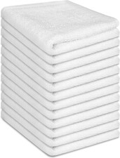 12 Pack White Cotton Washcloths 12X12 Soft Absorbent Face Towels for Bath