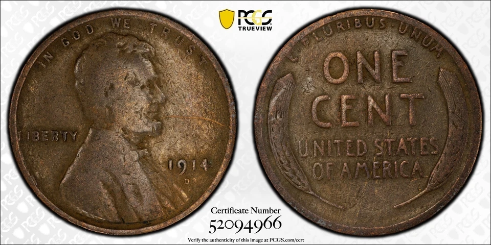 1914-D Lincoln Wheat Cent PCGS VG Details (Scratched) - Key Date! - Image 2 of 4