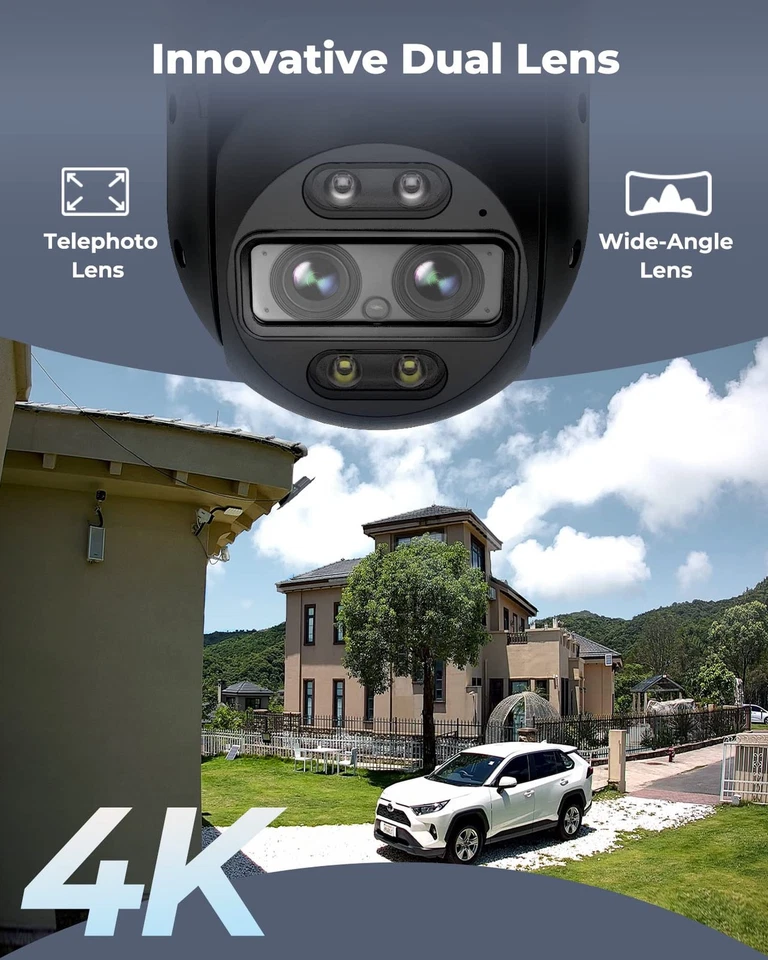 4K Wired WiFi Outdoor Security Camera, 8MP Dual Lens, 360 PTZ Camera, Auto Tr... - Image 2 of 4