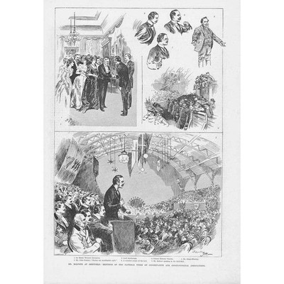 SHEFFIELD Meeting of Conservative & Constitutional Associations old Print 1892