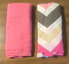 2-Pack Baby Muslin Blankets Body Size Pink/Gray/White/Beige Chevron