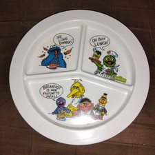 Sesame Street Dinner Set Divided Plate Plastic Muppets Artisan Ware Vintage