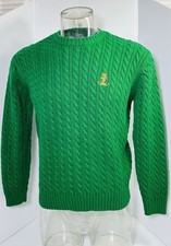 Polo by Ralph Lauren Logo Green Cotton Knit Crew Neck Pullover Sweater Small