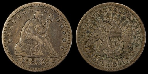 1853 quarter arrows and rays - Picture 3 of 5