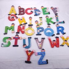 Sevi Mix Lot Hand Painted Clown Wood Alphabet Letters Complete Set of 26