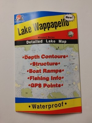 Lake Wappapello Missouri Series Fishing Hot Spots Waterproof Map Deluxe View