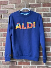 ALDI Gear Crewneck Sweatshirt Blue It's An Aldi Thing Patch Sz S NWT