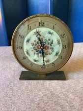 Smiths Gilt Embroidered Petit Point Ladies Dressing Table Clock