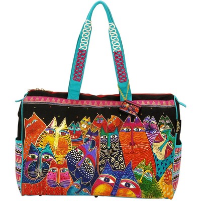 Laurel Burch Travel Bag Zipper Top 21''X8''X16''-Fantasticats - LB5231