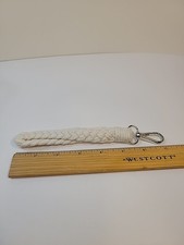 Solid Ivory Braided Boho Macrame Keychain New Handmade Metal Snap Hook