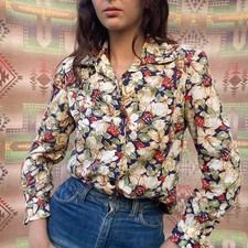 1970s cotton floral button up