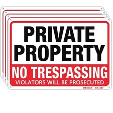 4 Pack Private Property No Trespassing Sign Metal 10"x14" Rust Free Aluminum,...