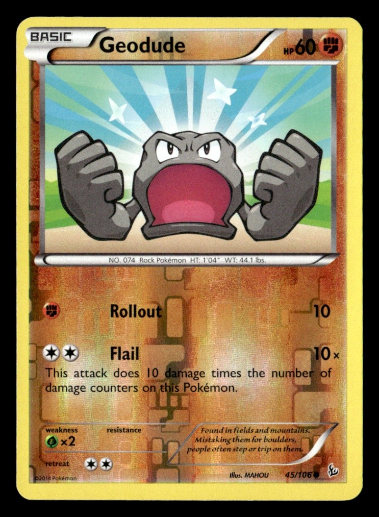 Geodude Common Reverse Holo XY - Flashfire 45/106 LP Pokémon TCG