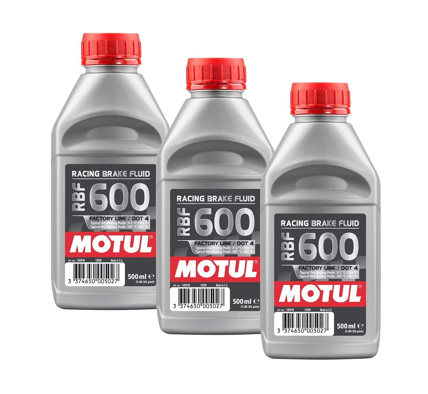 3 x Motul RBF600 Factory Line Synthetic DOT 4 Racing Brake Clutch Fluid - 500ml