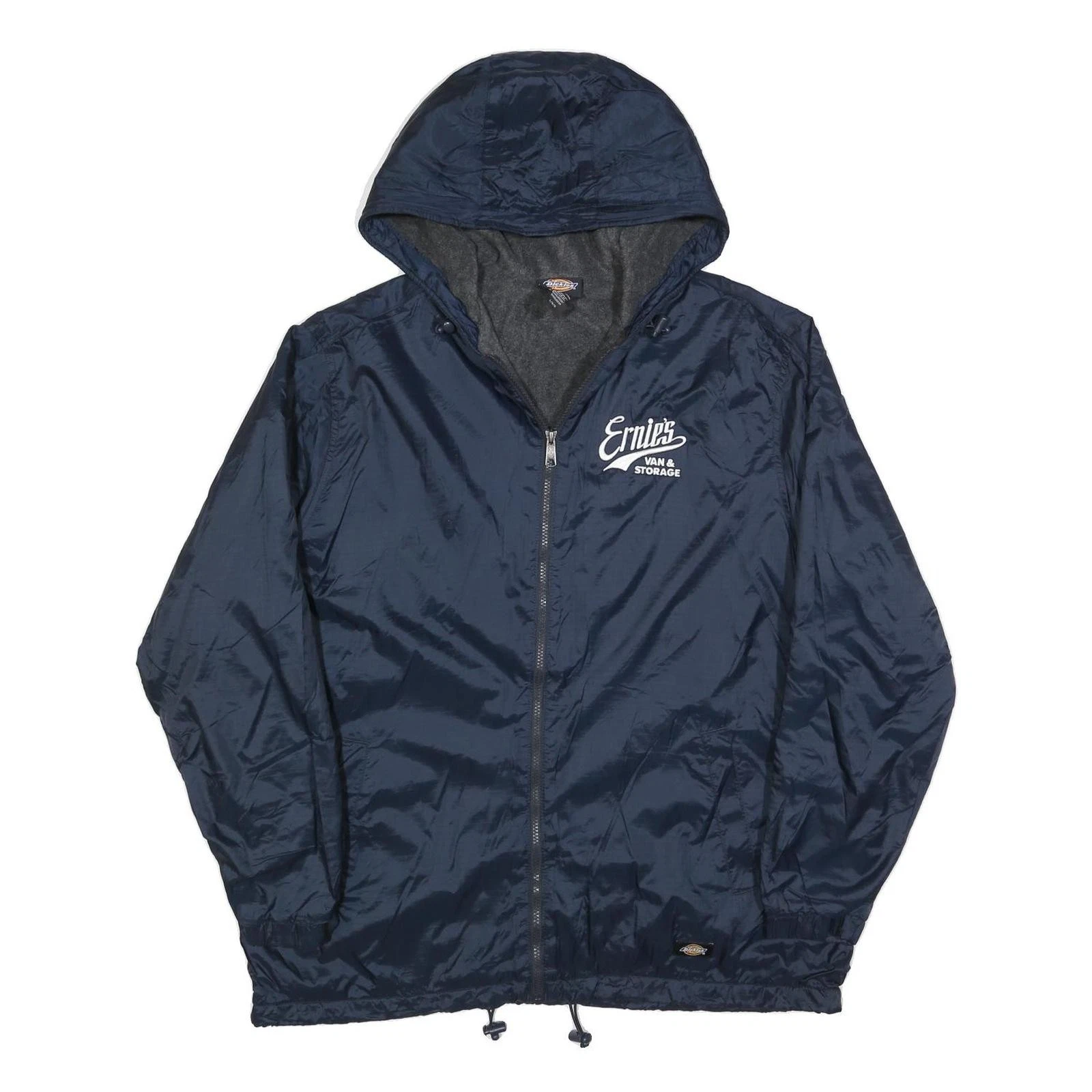 DICKIES Mens Navy Blue Zip Hooded Jacket L Polyester Blend Plain Workwear